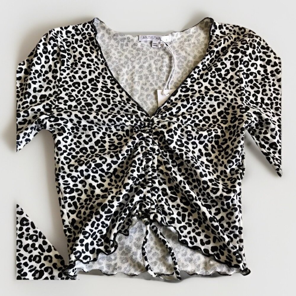 Antistar Animal Print Long Sleeve Cropped‎ Top Size Small - Picture 2 of 6